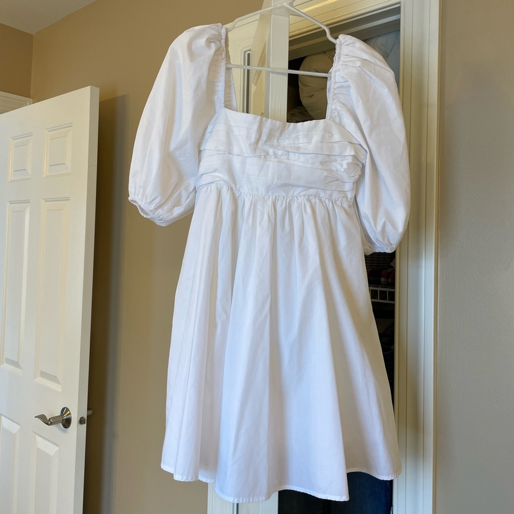 Abercrombie White Bodice Dress with Puff Sleeves